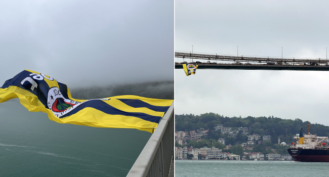Fenerbahçe Opet'in bayrağı Boğaz'da köprülere asıldı Haberinin Görseli